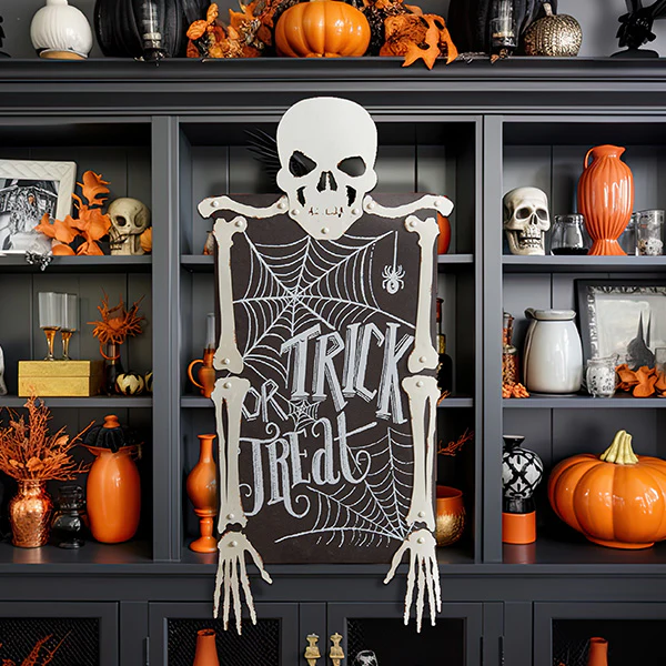 Spooky Skeleton Trick-or-Treat Sign