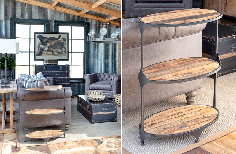 Oblong Metal and Reclaimed Wood Shelf