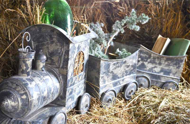 Rustically Distressed Metal Train