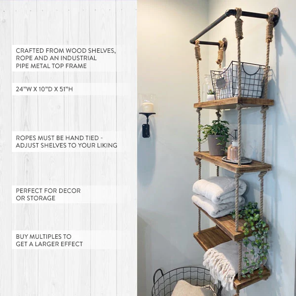 Industrial Pipe and Rope Shelf