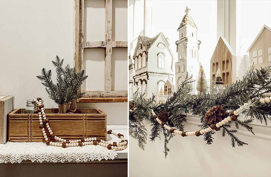 72 Inch Wooden Beaded Garland with Bells | Handmade in the USA