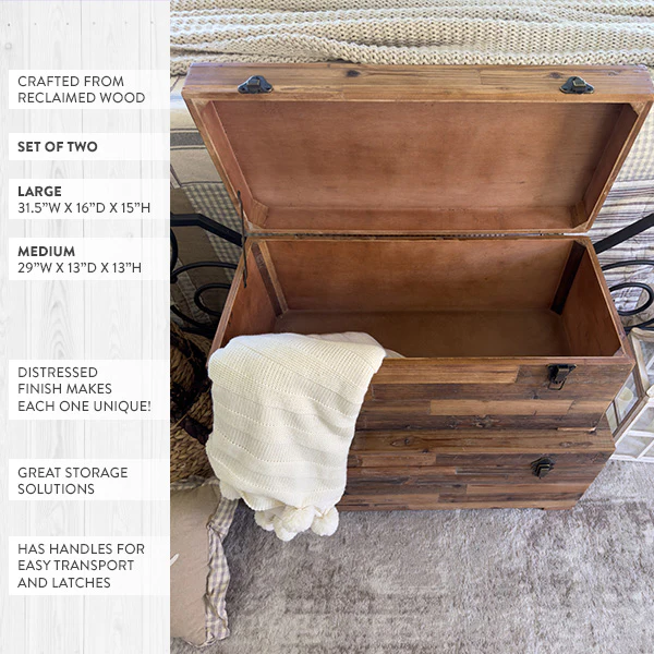 Rustic Reclaimed Wood Chests, Set of 2