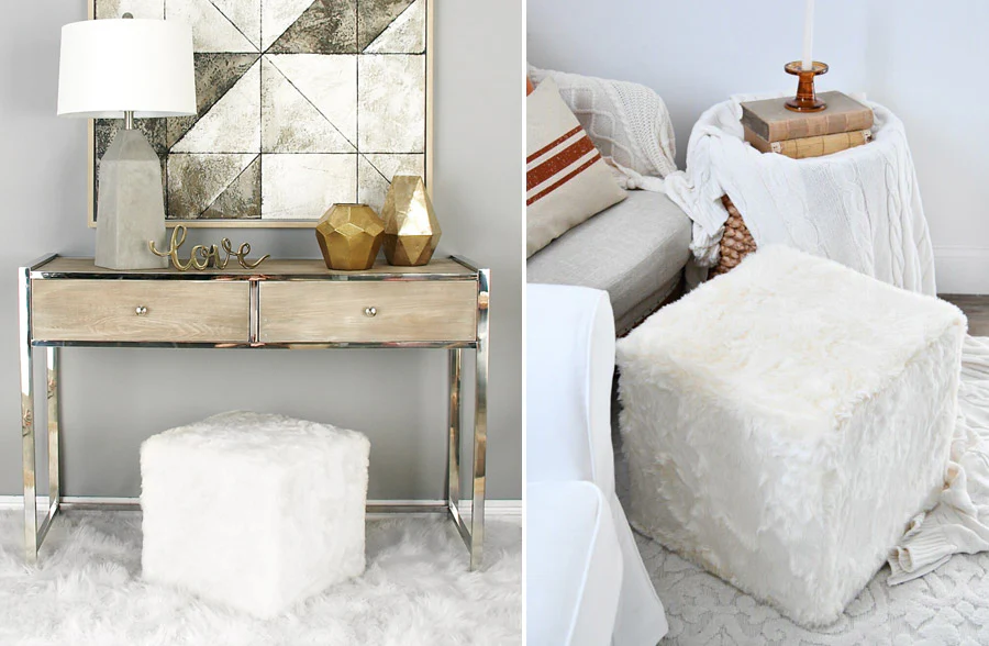 Faux Fur Ottoman