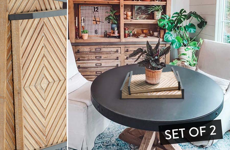 Wooden Bed and Breakfast Nesting Trays, Set of 2