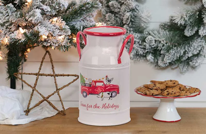Farm For The Holidays Christmas Milk Jug