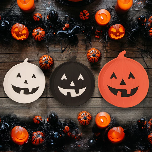 Jack-O-Lantern Plates, Set of 3