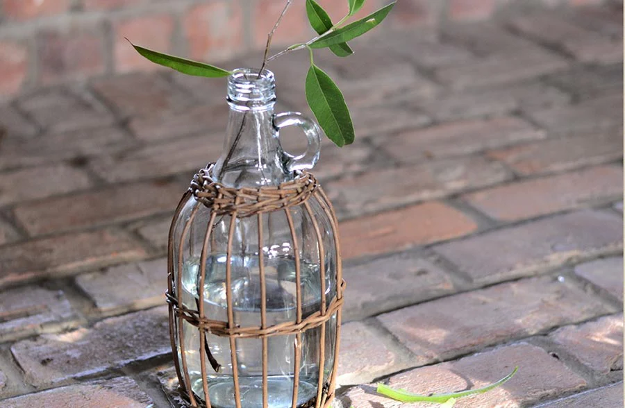 Rattan Wicker Wrapped Glass Jug