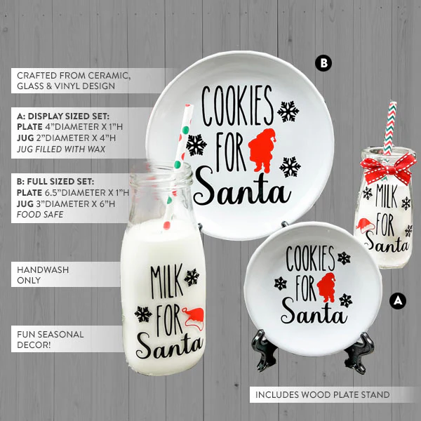 Milk and Cookies Platter and Jar Set, Pick Your Size