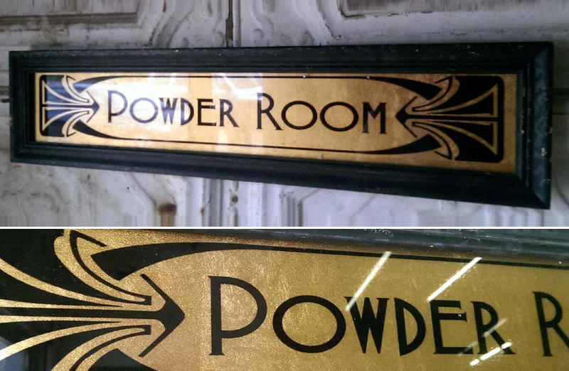 Framed Powder Room Sign
