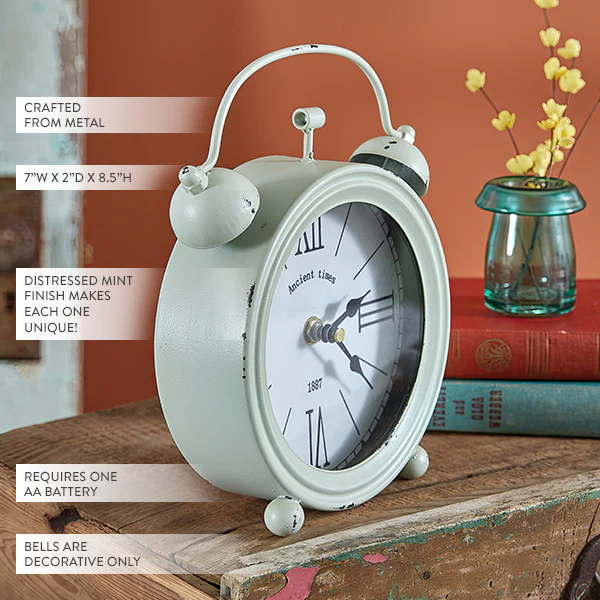 Distressed Twin Bell Tabletop Clock