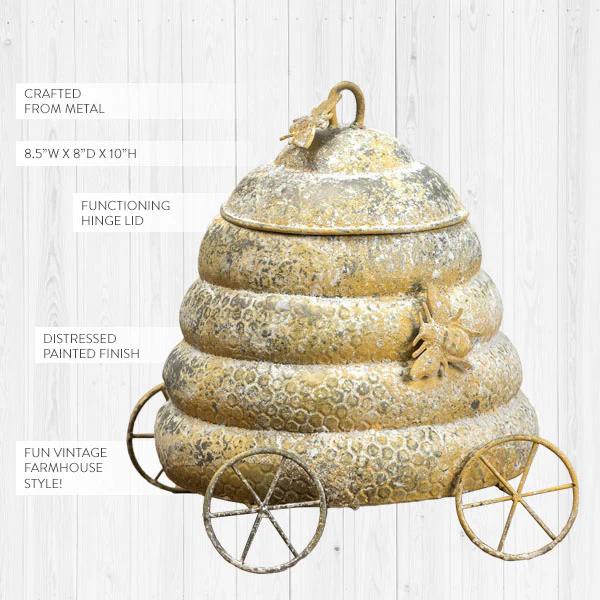 Antique Finish Bee Hive Storage Carriage