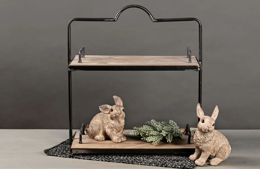 Rustic Wooden Two Tiered Display Tray