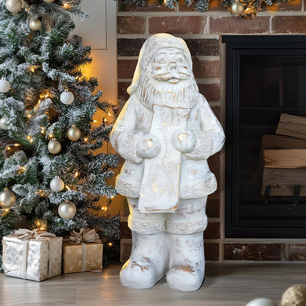 30 Inch Distressed Santa Statue