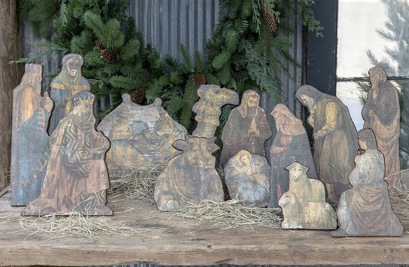 Wooden Tabletop Nativity  Set of 12