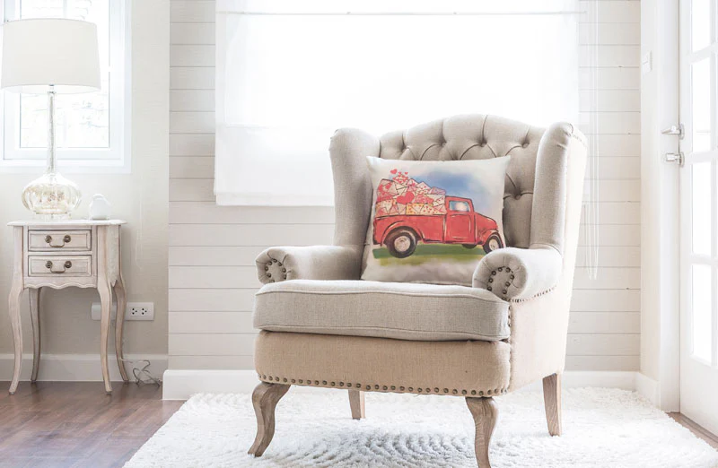 Double Sided Valentine's Red Truck Pillow Cover