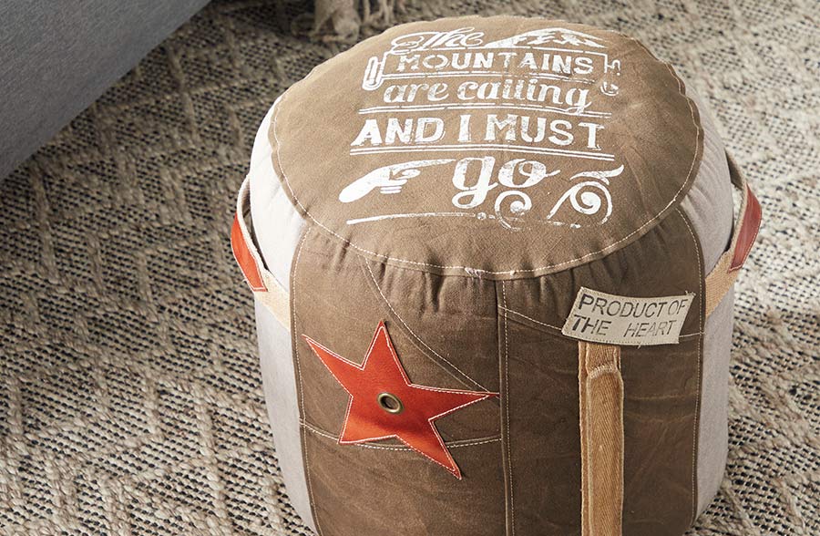 Rustic Styled Pouf Stool