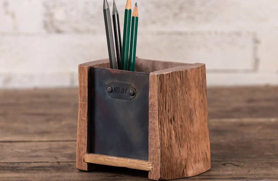 Rustic Wooden Pencil Caddy
