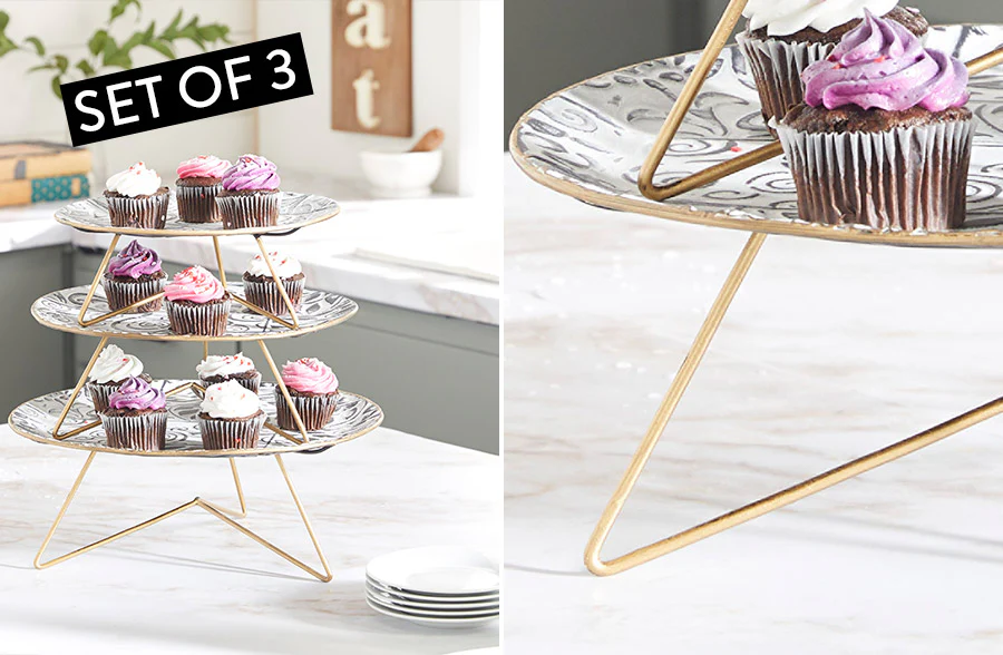 Stackable Metal Cupcake Stands, Set of 3