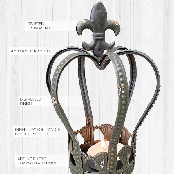 Rustic Crown Tea Light Lantern