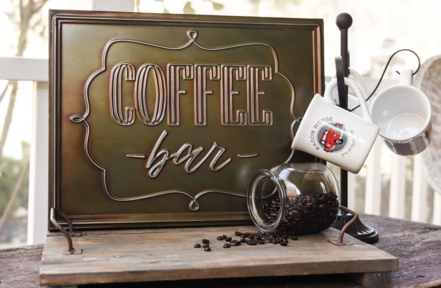 Burnished Metal Coffee Bar Sign