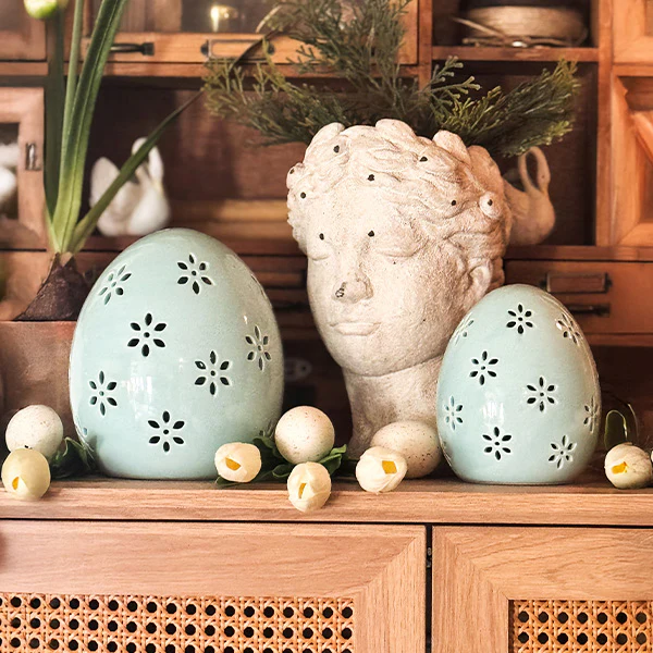 Floral Cutout LED Light Up Easter Eggs, Set of Two