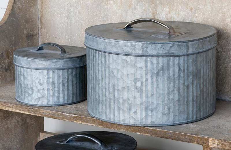 Round Corrugated Tin Containers  Set of 3