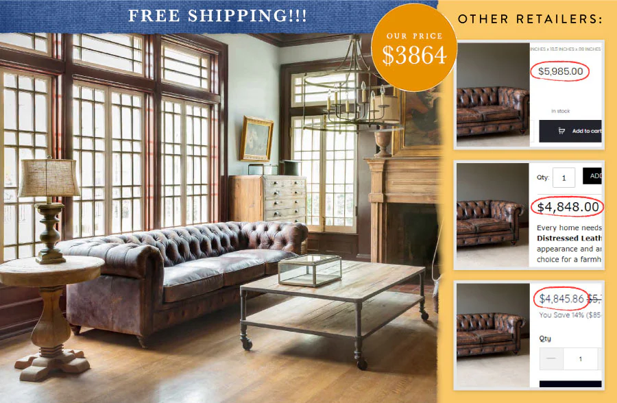 Aged Leather Chesterfield Sofa