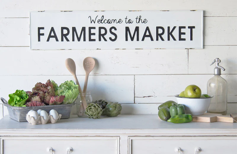 Distressed Welcome to the Farmers Market Sign