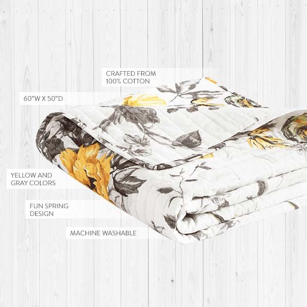 Reversible Floral Throw Blanket