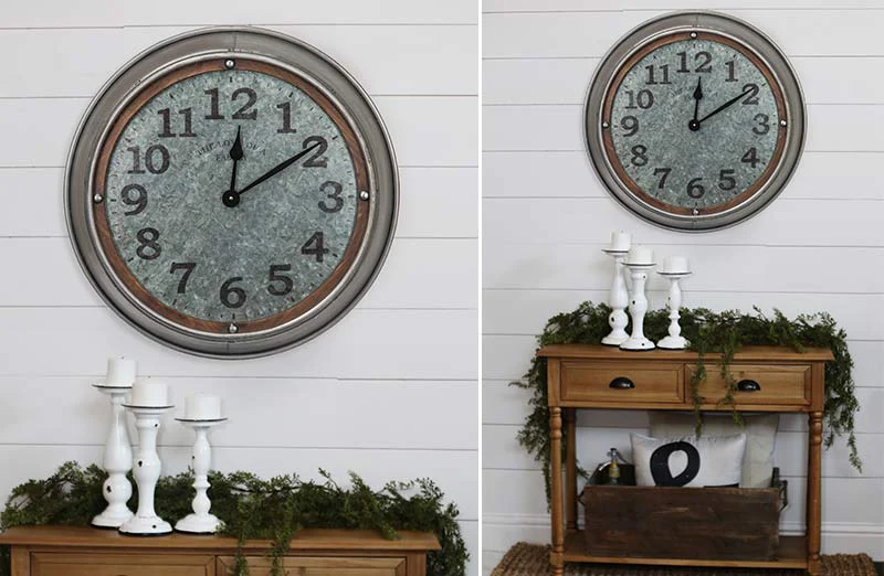 Galvanized Metal Wall Clock