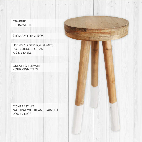 Dip-Dyed Wooden Riser Stool