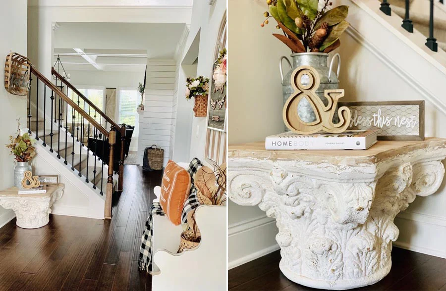 Carved Column Side Table