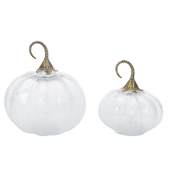 Glass Light Up Pumpkins, Set of 2