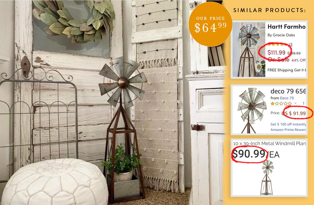 39 Inch Tall Rusted Windmill Planter