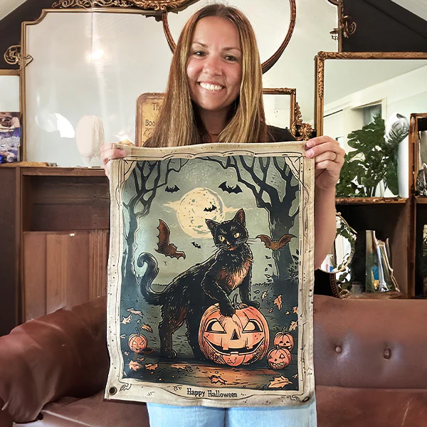Spooky Black Cat Canvas