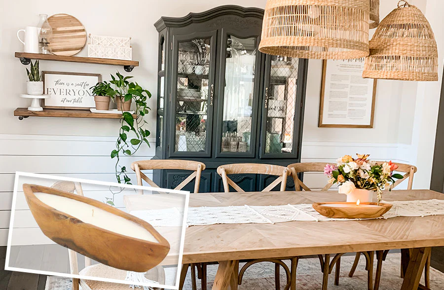 Oblong Wooden Candle Boat