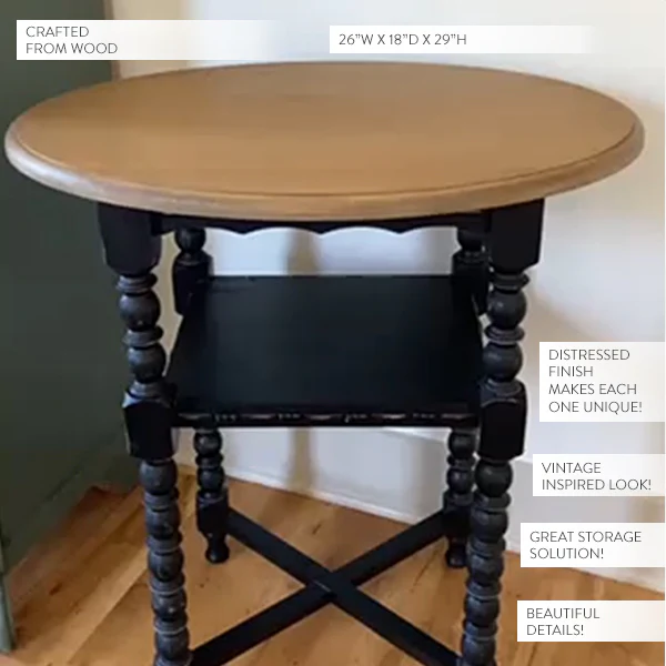 Turned Leg Black Accent Table