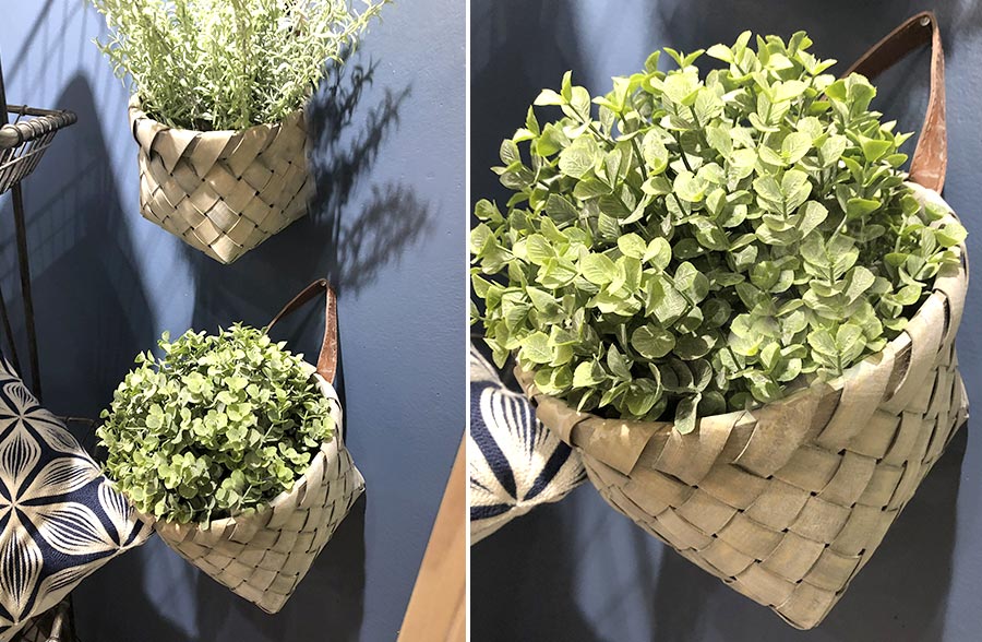 Woven Baskets with Leather Handles, Set of 2