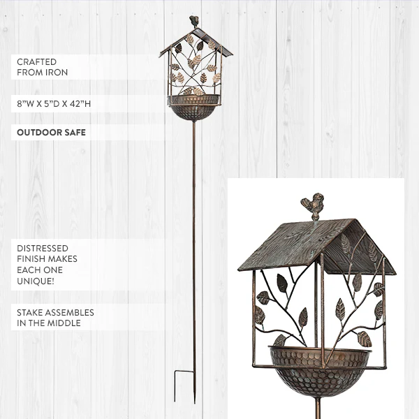 42 Inch Iron Bird Feeder with Yard Stake