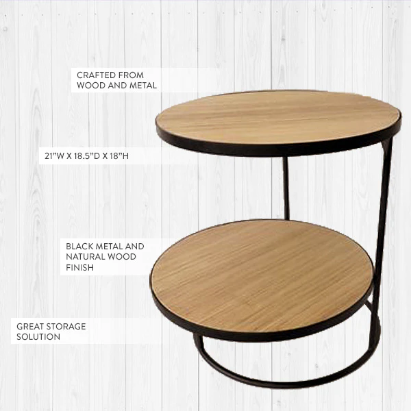 Two Tier Modern Reclaimed Wood Round Side Table