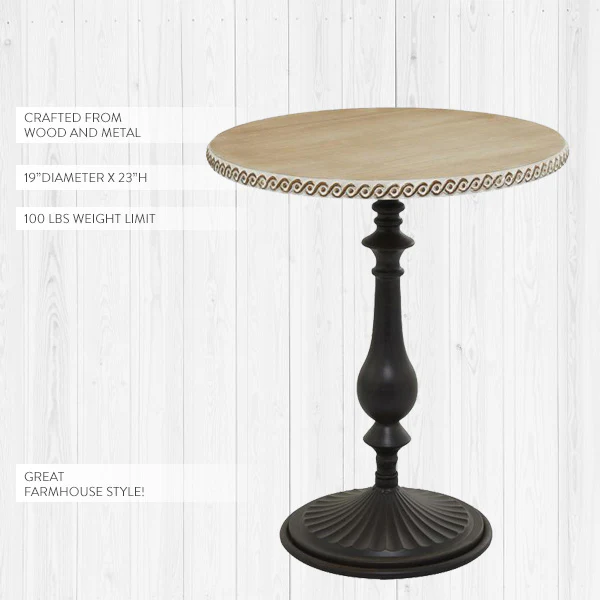 Brown Metal Round Farmhouse Accent Table