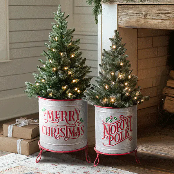 Metal Christmas Storage Containers, Set of Two, Choose Your Style