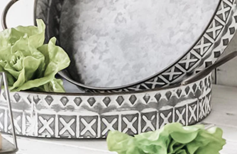Embossed Metal Trays  Set of 2