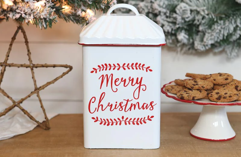 Enamel Merry Christmas Canister