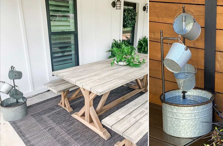 Metal Pouring Pails Water Fountain with Pump