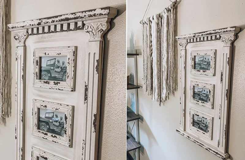 Distressed Whitewash Hanging Photo Frame