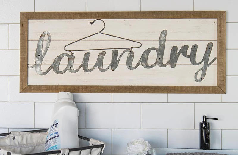 Wooden Framed Laundry Sign