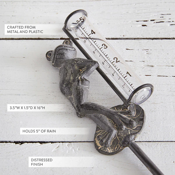 Lily Frog Statue with Rain Gauge