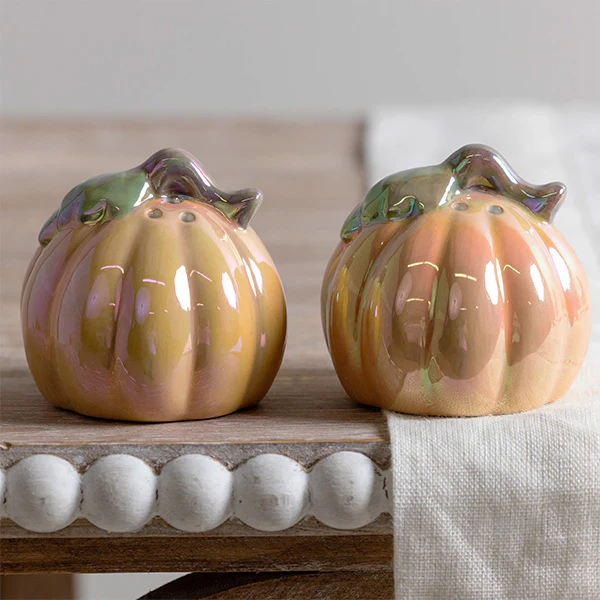 Iridescent Pumpkin Salt and Pepper Set
