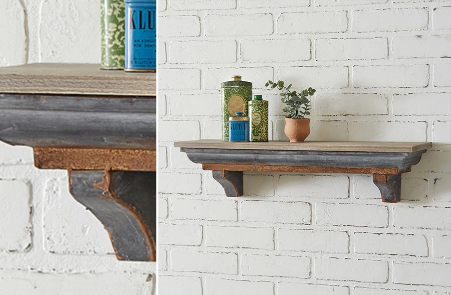 Rustic Wood and Metal Shelf
